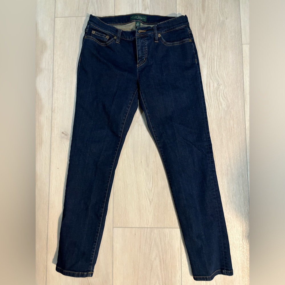 Lauren Ralph Lauren Modern Skinny Jeans Dark Indigo Blue Petite 6P Stretch Denim